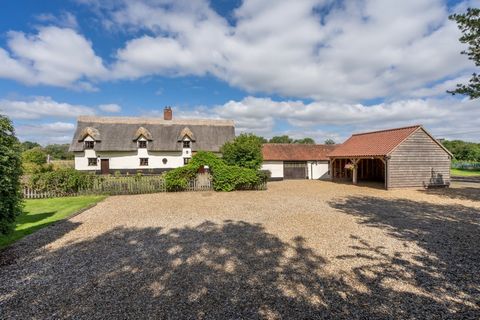 This beautiful thatched farmhouse sits in over four acres of land in an idyllic rural location, yet close to Wymondham and the A11. With stables and outbuildings, the main house and annexe, there’s plenty of flexibility here – it could be an equestri...