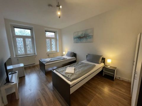 The apartment is very centrally located in Leipzig and yet very easy to reach. The A14 highway is only a few minutes away. The apartment has of course 4 single beds, a fully equipped kitchen, stable and fast WLAN / WLAN-INTERNET, 2 x TV, washing mach...