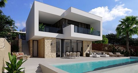 Large modern-style 3 & 4 bedrooms detached villas near Benidorm. Luxury villas between the sea and the mountains near Benidorm. These single-storey homes have 2 or 3 bedrooms and 2, 3 or 4 bathrooms, all with a private pool included. The private resi...