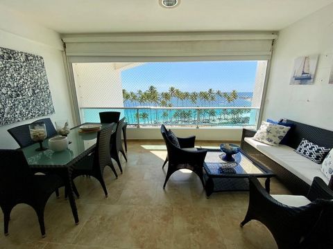 Oportunidade de Investimento Alta rentabilidade Amigável para Airbnb •5º andar em Marbella, Juan Dolio. •Apartamento frente ao mar. Totalmente equipado •120m^2 • Mesa de jantar na varanda com vista para o mar. •2 piscinas infinitas + jacuzzi, academi...