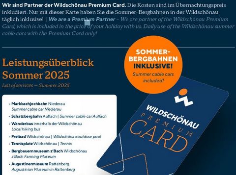 Mieszkasz w bezpośrednim sąsiedztwie dolnej stacji kolejki Markbachjochbahn. Zaledwie kilka minut po śniadaniu można pojechać gondolą na lokalną górę Niederau. Wjazd i zjazd, podobnie jak wiele innych usług WildschönauCard, są dla Ciebie bezpłatne. T...