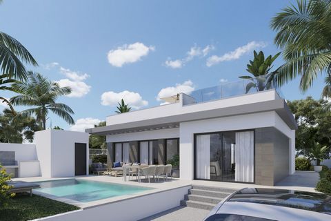 NEW BUILT VILLAS IN POLOP~~Modern new build villas in Polop with wonderful views of the mountains and the sea.~~Villas distributed on one floor, it has 3 bedrooms, 2 bathrooms, open plan kitchen, living room, large solarium, private garden with swimm...