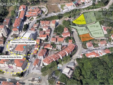 Plot (nº24) of land with PIP approved for single-family villa of 2 floors, with typology V3, beautiful garden with lots of privacy in the heart of Sintra. Location: next to olga cadaval cultural center, 5 minutes from Portela de Sintra train station....