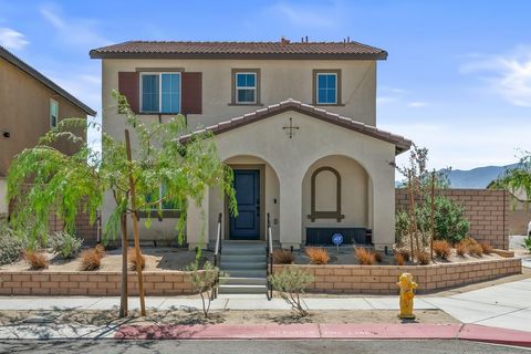 Welcome to this exceptional two-story, 4-bedroom, 3-bathroom home located in the desirable Verano community of Cathedral City. As you arrive, you'll be welcomed by a gracious front porch with endless uninterrupted views of the San Jacinto Mountain. I...