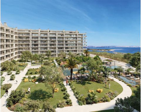 3-bedroom flat in Seixal (Lisbon area) located in the new and exclusive RIVA, a development on the riverfront, with views over Lisbon, in a condominium with outdoor swimming pools, gardens, sun decks, pit fire, cinema room, co-working space, lounge, ...