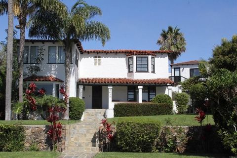 Be in the center of the cul-de-sac overlooking the Iconic Plumosa Park. Own a part of San Diego History in this Luxurious Spanish Revival. Lots of original Spanish detail throughout including exposed beams, wrought iron banisters, arched doorways, wi...
