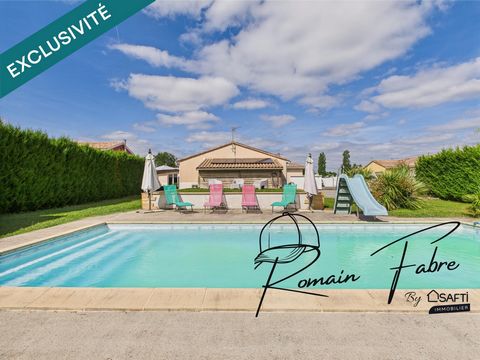 Maison de plain-pied avec 4 chambres, piscine, garage au calme