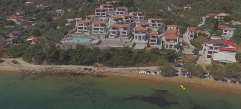 Municipality of Pteleo, Lefki, Agia Marina beach. For sale seafront, luxury,  four level villa of 203 sq.m. in residential complex. Built in 2008, renovation in 2018. Villa consists of: the villa offers a fabulous view of the sea, forest and mountain...