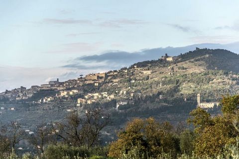 This pet-friendly villa in Cortona, Tuscany has 4 bedrooms for 8 people to stay comfortably. Ideal for families, it has free WiFi, a swimming pool with umbrellas and sunbeds with a view of the city. You can visit the cultural tourist centres of Tusca...
