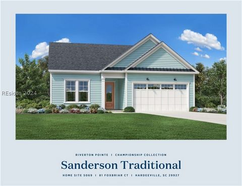 Estimated completion- September- This Sanderson floorplan has 4 bedrooms, 2.5 baths, expanded covered patio and beautiful tray ceiling and fireplace in the great room. Riverton Pointe is a staff gated new-home community that offers an array of amenit...