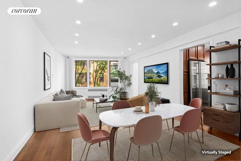 Prime Greenwich Village 2BR/1BTH (Converted from 1BR + Dining Alcove) with bright garden views and north and east exposures. 30 East 9th Street, #2KK is a charming home featuring a huge living room with oversized picture windows overlooking a lush ga...