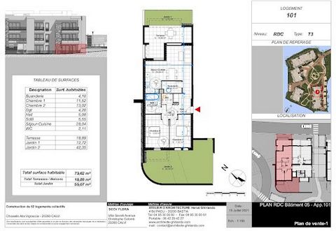 Ultima opportunità per questo bellissimo appartamento di tipo T3 al piano terra con una terrazza di 18,89 m2 + un giardino di 147,58 m2 in una nuova residenza di lusso in costruzione: il Residence FLORA nel cuore di Calvi, vicino a tutti i negozi, al...