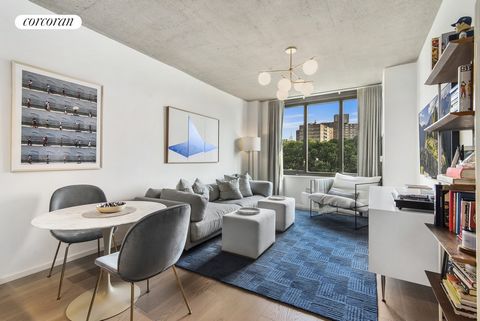 Residence 5F is a sunny, 681 square foot one bedroom with one full bath and Empire State Building views to the north through oversized casement windows surrounded in bronze, spilling sunlight onto white oak floors. With a nod to the rich history of t...