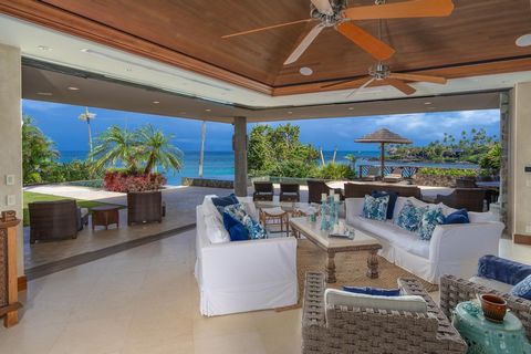 This contemporary Polynesian-style oceanfront gated estate is architecturally designed to maximize ocean views. 4851 Lower Honoapiilani Road is built with the highest quality, high-tech materials, and finishes. 10-foot motorized pocket doors create s...