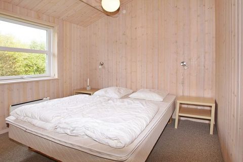 A holiday cottage on a large, almost closed natural plot, not far from Ringkøbing Fjord. There is a whirlpool and sauna in the house. In one bedroom there is a bunk bed with double lower bunk and single upper bunk. Modern and practical furnishing. Th...