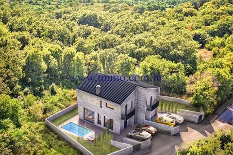 For sale a luxury semi-detached villa under construction, situated at quiet location in subrubs of Marčana. Villa is being built far from city noise, surrounded by greenery in modern istrian architecture style and consists of two residential units, s...