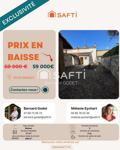 Maison de ville 5 pièces 117 M² sur un étage à rénover.