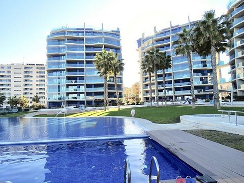 Lägenhet uthyres med 2 sovrum mot havet i Punta Prima. Lyxig lägenhet med 2 sovrum och 2 badrum och en stor terrass på framsidan mot nordost med spektakulär utsikt över havet, Torrevieja och samhällsområdena med flera pooler, gym, jacuzzi, bastu, bar...