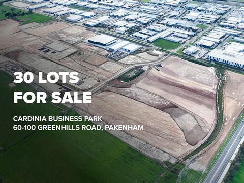 Cameron & AW Industrial sont ravis d’offrir une opportunité exceptionnelle d’acquérir l’un des 30 lots industriels haut de gamme de la zone 1 du Cardina Business Park, situé au 60-100 Greenhills Road, Pakenham. Cet emplacement privilégié, situé direc...