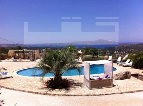 This high standard rustic villa in Apokoronas Chania Crete for sale has panoramic views across Souda Bay to Akrotiri and all the way round to the majestic White Mountains. it is set on a hillside between the traditional villages of Vamos and Gavaloch...