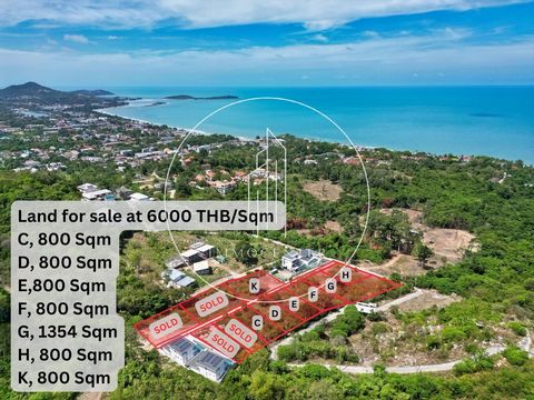 Location: Chaweng Noi, Koh Samui, Thailand. Land Description : Surface : 800 square meters - View: Spectacular sea view - Altitude of construction: Possibility to build up to 12 meters high - Environment: Quiet land, ideal for a peaceful residence. -...