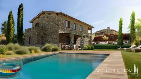 Country house with garden and pool in a panoramic position for sale near Montalcino, Siena. Nestled in the rolling hills between Val d'Orcia and Crete Senesi is this stone farmhouse, with a large exclusive garden of 1450 square meters/15607 sq ft and...