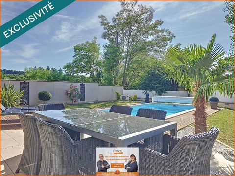 Maison contemporaine piscine terrain boules
