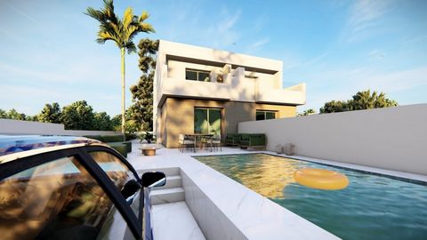 Semi-detached 3-bedroom villa with private pool in Daya Nueva~ ~The 2-storey villa has 3 bedrooms, the master bedroom with en-suite bathroom, open plan kitchen with breakfast bar and laundry room, open plan living-dining room with large sliding doors...