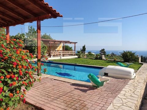 This is a property in Kournas Chania Crete for sale, set on an elevated spot with panoramic views of the sea. it is a 3 bedroom property with a private swimming pool, very close to Kournas Lake, the only natural fresh water lake on the island of Cret...