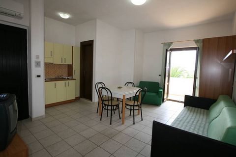 The apartments are very simply furnished and all have their own terrace with garden furniture to enjoy. In the kitchen of this apartment there is a 3 element electric hob. The two-room apartments can be booked for 2 people (IT72017-12), 3 people (IT7...