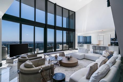 The ONLY opportunity to combine 2 duplex apartments in the Porsche Design Tower. These one of a kind finished and fully furnished apartments by Artefacto are the only apartments that can be combined in the building. Featuring 21 ft. ceilings, gorgeou...
