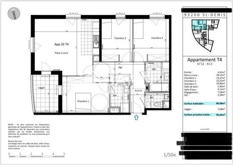 APPARTEMENT T4 au 3ème ETAGE + LOGGIA