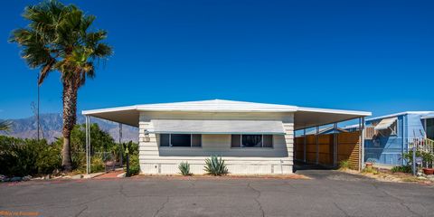 Welcome to Park West, a family-friendly mobile home park in Desert Hot Springs. This fully furnished double-wide home features 3 bedrooms and 2 baths, situated on a corner lot with stunning mountain and desert views. Enjoy Park West's amenities, incl...
