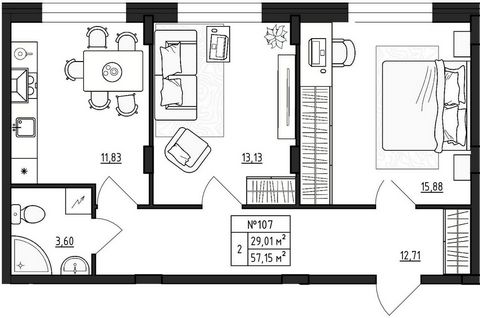 Продается 2-комн. квартира, площадью 57.15 м2 малоэтажной. Возможен вариант покупки с использованием ипотечных средств, есть рассрочка, возможна покупка с использованием материнского капитала, есть военная ипотека. Жилая площадь 29.01 м2, кухня 11.83...
