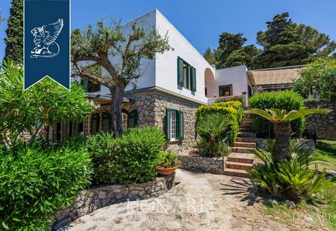 In one of the most exclusive areas of the renowned Anacapri, just a few steps from its charming town centre, there is this lovely villa for sale with views of the sea. Measuring 2,000 sqm, its luxuriant park alternates well-tended lawn areas with fra...