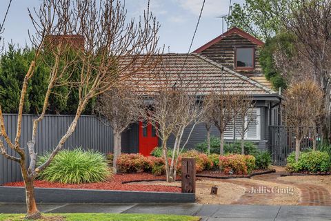 Discover this charming three bedroom, two bathroom solid brick home, with a spacious north west facing garden. The residence effortlessly combines original charm with modern comforts, featuring warm hardwood floors, exposed brick, plantation shutters...