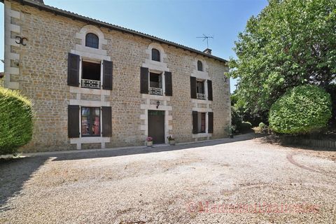 Detached character house in a lovely village with château and lake, 4bed/2bath with spacious reception rooms and surrounding gardens. Central entrance hall with tiled floor and stairs up to first floor. To the left is the living room with tiled floor...