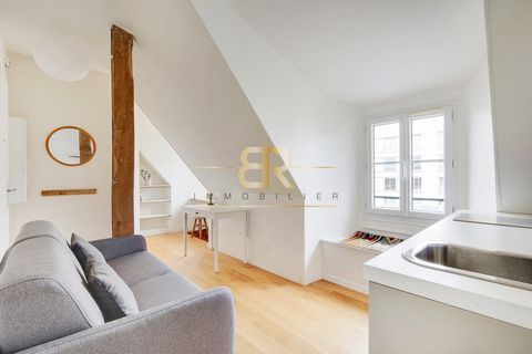 Metro Philippe Auguste, in a beautiful freestone building, on the top floor charming studio refurbished with beautiful amenities. This property includes a large main room with a fully equipped open kitchen, and a bathroom with WC. Excellent volume di...