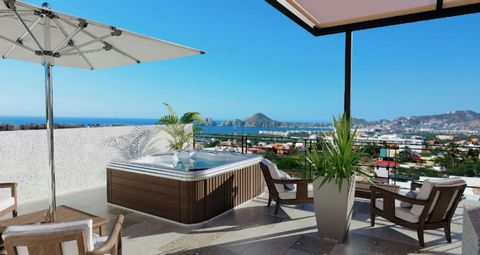 DCL275 Apartment with balcony, rooftop with pool ocean view, Pre-construction in El Tezal, for sale, Cabo San Lucas.   2 bedroom apartment with ocean view from rooftop with pool and Jacuzzi.   With magnificent lighting, large spaces and a large terra...