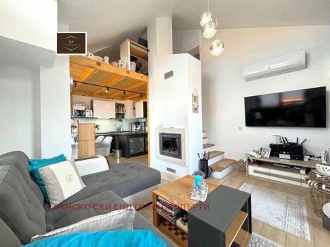 We present for sale Modern Penthouse in Bansko. The apartment is on two levels, brand new, luxuriously furnished, spacious, has all amenities and has the following layout: Level 1: * Sunny living room, dining room and living room with fireplace, balc...