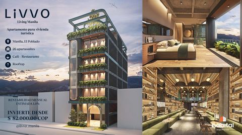 Investimento unico in suite di appartamenti a torre di 6 piani con 26 unità a Medellin! Vendita di una quota azionaria per $ 82.000.000 finanziata. Goditi le finiture simili a quelle di un hotel e il design ecologico. La torre offre ottimi servizi: r...