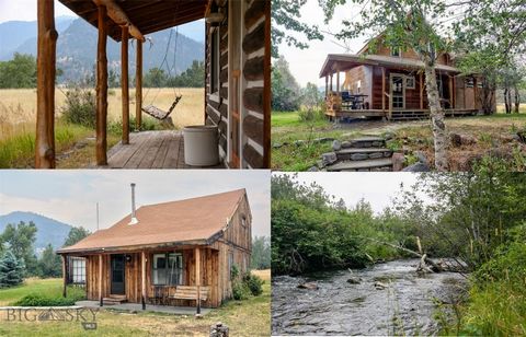 Tom Miner Retreat! Extremt sällsynt chans på en mycket speciell fastighet som gränsar till Tom Miner Creek och bara några minuter från den världsberömda Yellowstone River. Lokala vilda djur är frekventa besökare på denna 20 hektar stora bergsfastighe...