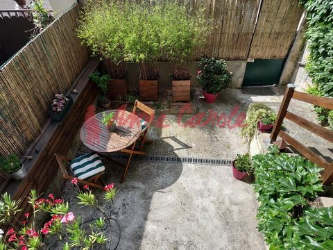 En franchissant le portail, vous découvrirez une agréable cour privative idéale pour les beaux jours. En montant quelques marches, vous accédez à un espace lumineux composé d'un séjour de 20 m2 environ exposé sud, d'une cuisine équipée et de toilette...