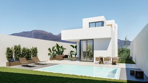 3 bedroom detached villas near Polop and Benidorm . New modern-style villas built on two floors with 3 bedrooms and 3 bathrooms, with large windows, on plots from 450 to 615 m2, with finished garden, fenced plot with private pool and parking, and a l...