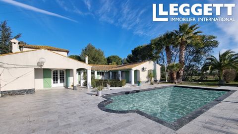 A18327CG34 - Constructed in 1986 this Languedoc type villa offers 213 m² of habitable space in an U-form shaped living accommodation with attached double garage. It has 4 bedrooms – two of them have their own private bathroom. The living area is spac...