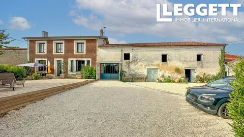 A24085JHI17 - Set in a village just 12km from Saint Jean d'Angély and 60km from the coast. Modern updated house offering a contemporary loft styling . Large modern double glazed windows open to the courtyard and wooden deck terrace in the front, with...