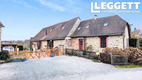 A19057AMC87 - Large open living spaces which have kept the character of the former barn. There are 2 one bedroom gites and an in-ground pool and pool house with bar. Over 6 hectares of land in total including a piece of woodland. Fishing lake recentl...