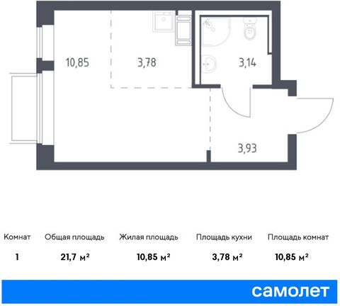 Продается квартира-студия. Квартира расположена на 16 этаже 17 этажного монолитно-кирпичного дома (Корпус 6.1, Секция 2) в ЖК «Томилино Парк» от группы «Самолет». ЖК «Томилино парк» — это 19 монолитных жилых корпусов переменной этажности (от 15 до 17...