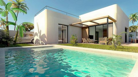 NEW BUILD ONE LEVEL VILLA WITH PRIVATE POOL IN ROJALES~~New Build exclusive residential with only 4 independent villas, located next to the La Marquesa Golf course in Rojales. ~~Villa is distributed on a single main floor, with 2 large bedrooms, 2 ba...