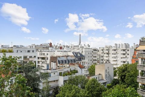 Convention-Alleray - Auf einer oberen Etage mit Aufzug, helle 2-Zimmer-Wohnung mit Balkon mit Blick auf den Garten mit freiem Blick auf Paris und den Eiffelturm. Die Agentur VANEAU bietet Ihnen eine helle 2-Zimmer-Wohnung mit einem großen Balkon von ...